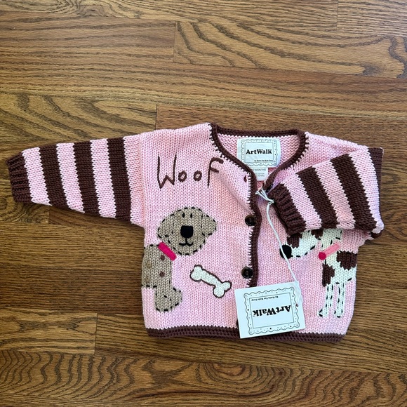 NWT Art Walk baby girls pink dog sweater - Picture 4 of 5